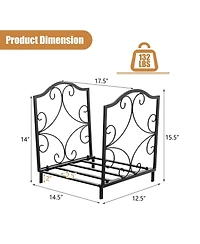 Akiudex Indoor Outdoor Steel Firewood Rack with Raised Base and Decorative Design