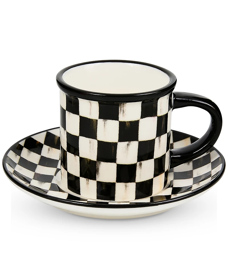 MacKenzie-Childs Courtly Check Espresso Cup & Saucer, Service for 2