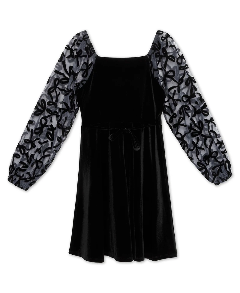 Speechless Big Girls Knee Length Long Sleeve Square Neck Dress