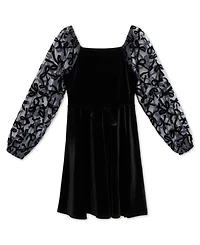 Speechless Big Girls Knee Length Long Sleeve Square Neck Dress