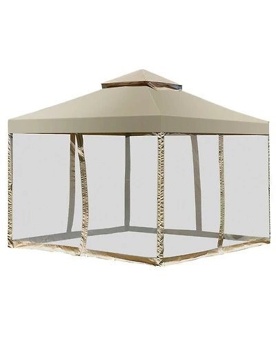 Costway Outdoor 2-Tier 10'x10' Gazebo Canopy Shelter Awning Tent Patio Garden Screw-free structure