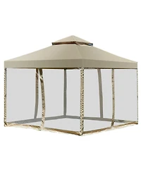 Costway Outdoor 2-Tier 10'x10' Gazebo Canopy Shelter Awning Tent Patio Garden Screw-free structure