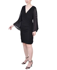 Ny Collection Petite Long Sleeve Surplice Dress
