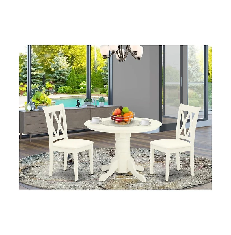 East West Furniture Dining Room Set Linen White