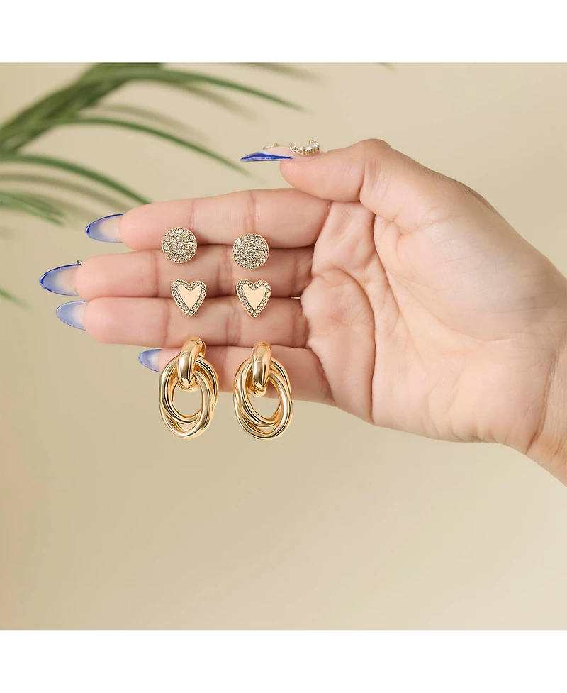 Jessica Simpson Heart Circle Stud Earring Set
