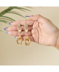 Jessica Simpson Heart Circle Stud Earring Set