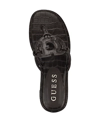 Guess Women's Saime Embellished G Cutout Flat Thong Sandals