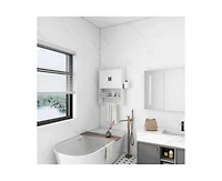Slickblue Wall-Mounted Bathroom Cabinet with Towel Bar and Open Storage Shelf