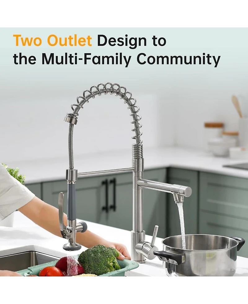 Commercial Pull Down Kitchen Sink Faucet With Sprayer Modern Single Handle Brass Taps Matte Black