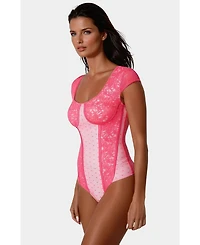 Bebe Women's Swiss Dot Lace Bodysuit