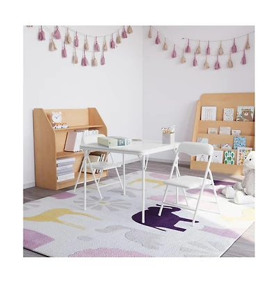 Emma+Oliver Kids 3 Piece Folding Table And Chair Set - Kids Activity Table Set