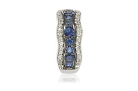 Suzy Levian New York Sterling Silver Sapphire & Created White 9 Stone Curvy Frame Ring