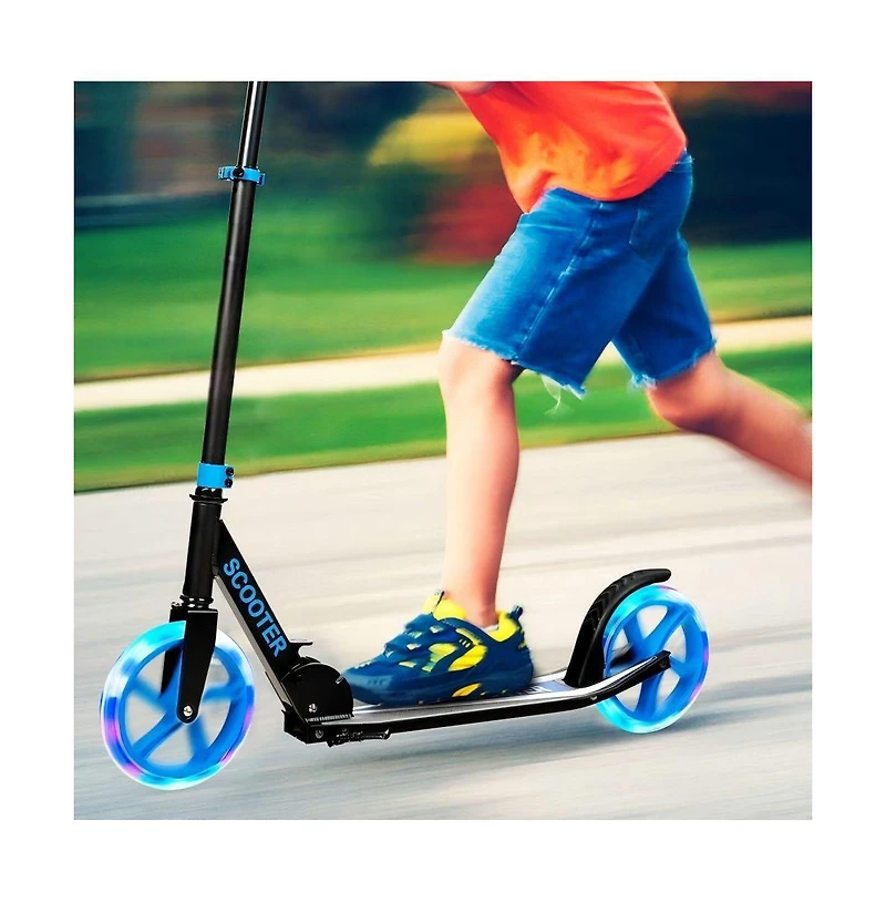 Akiudex Folding Kick Scooter with Led Light-Up Wheels