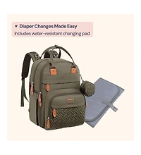 BabbleRoo Toddler Diaper Bag Backpack Stylish 26L Hands Free with Changing Pad, Stroller Straps & Water-Resistant, Safari, Large