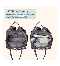 BabbleRoo Toddler Diaper Bag Backpack Stylish 26L Hands Free with Changing Pad, Stroller Straps & Water-Resistant, Safari, Large