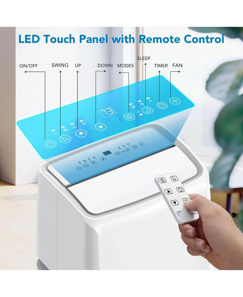Gaomon 14,000 Btu Portable Air Conditioner - Dehumidifying & Fan Modes, Quiet Operation, Easy Mobility, Remote Control, White, For Home & Office