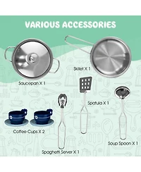 Akiudex Kids 2-Piece Pretend Kitchen and Laundry Play Set with Lights and Sounds