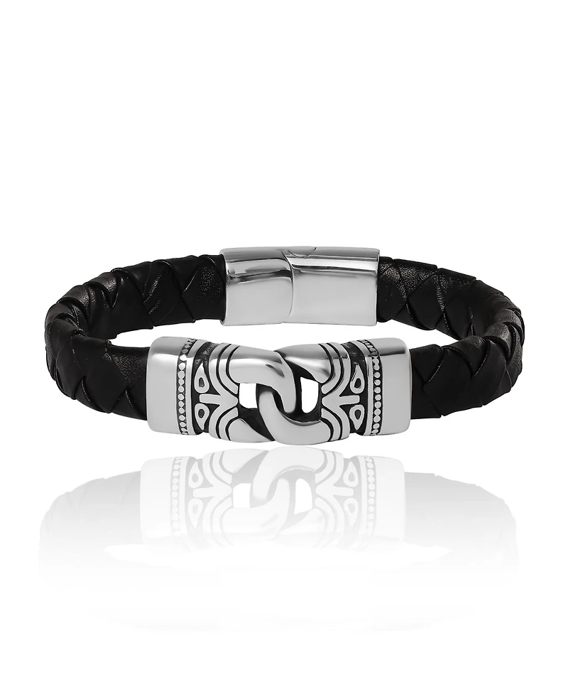 Lucky Brand Black Woven Leather Bracelet