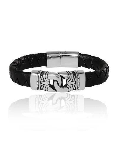 Lucky Brand Black Woven Leather Bracelet