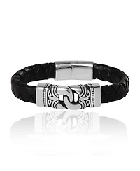 Lucky Brand Black Woven Leather Bracelet