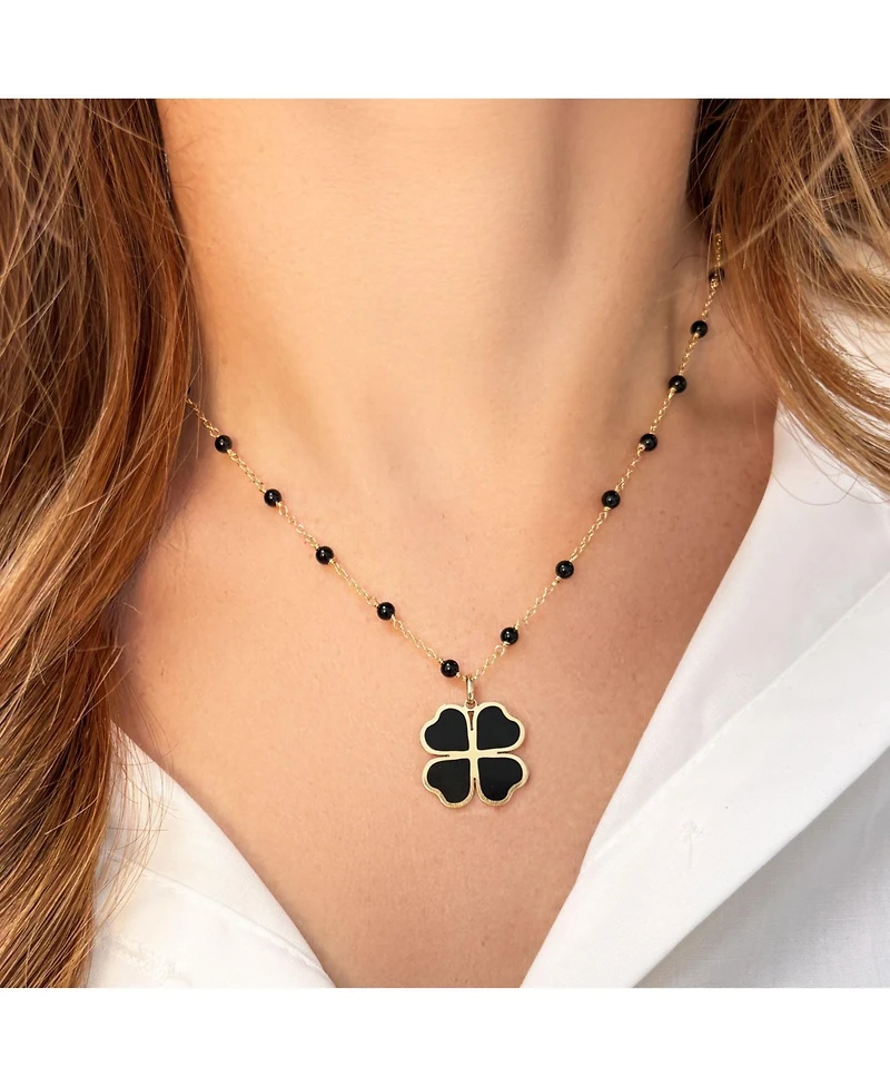The Lovery Onyx Bead Station Necklace 14K Gold