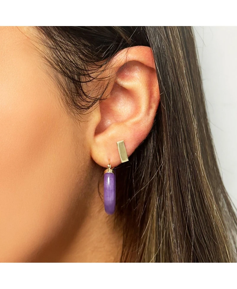 The Lovery Lavender Jade Hoop Earrings 14K Gold