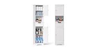 Slickbue Linen Tower Cabinet for Bathroom with 2 Doors, Drawer, and Shelving for Storage