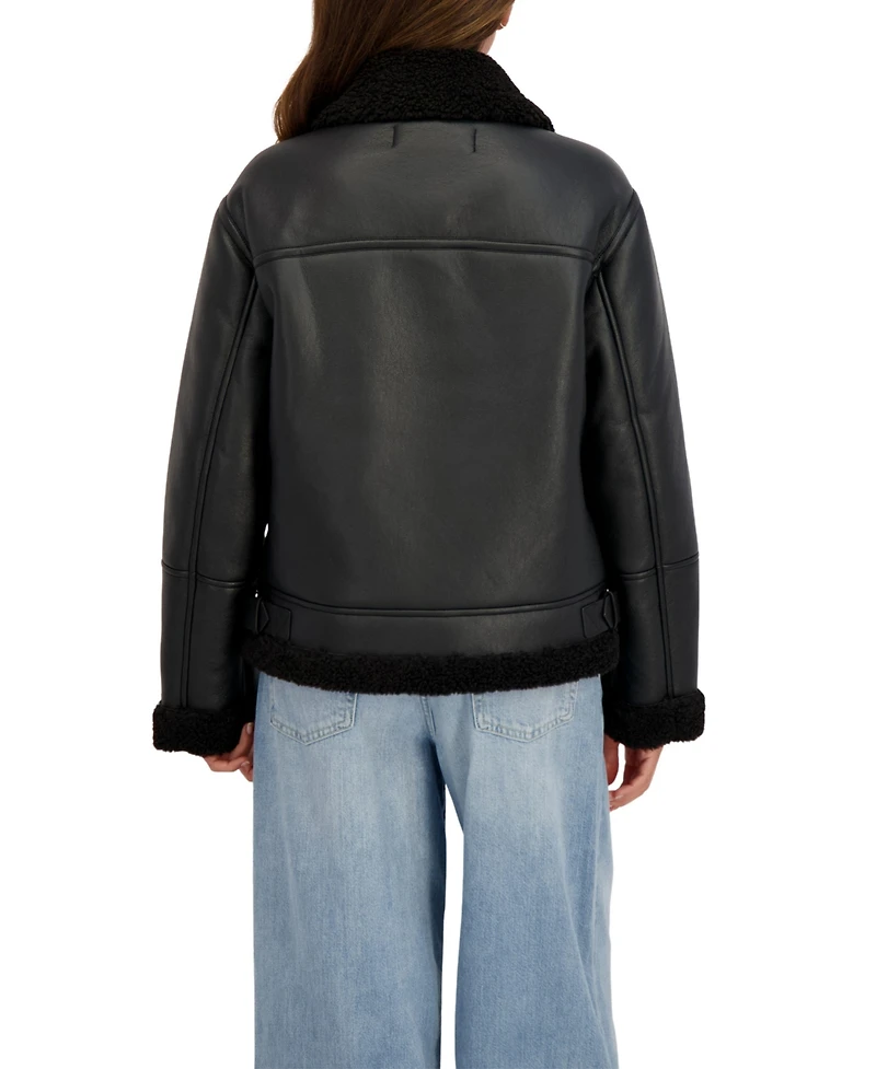Sebby Collection Women's Zip Front Faux Shearling Jacket