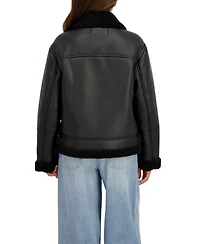 Sebby Collection Women's Zip Front Faux Shearling Jacket