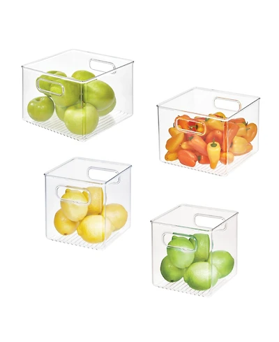 iDesign Plastic Fridge Bins with Handles, 4 Pack, Clear, Made in Usa