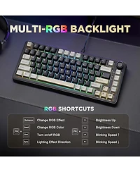 Yunzii B75 Mechanical Keyboard,75% Layout with Knob,Hot Swappable Rgb Backlit Gasket Mounted,Creamy Typing,Double-Shot Pbt Keycaps,Cherry Profile,for