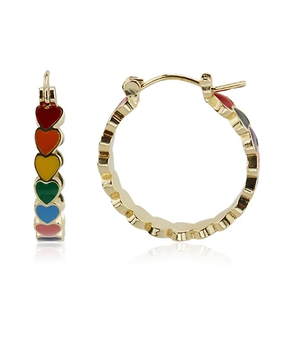 Rebl Jewelry Rainbow Hearts Hoop Earring