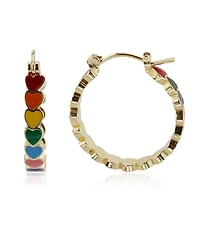 Rebl Jewelry Rainbow Hearts Hoop Earring