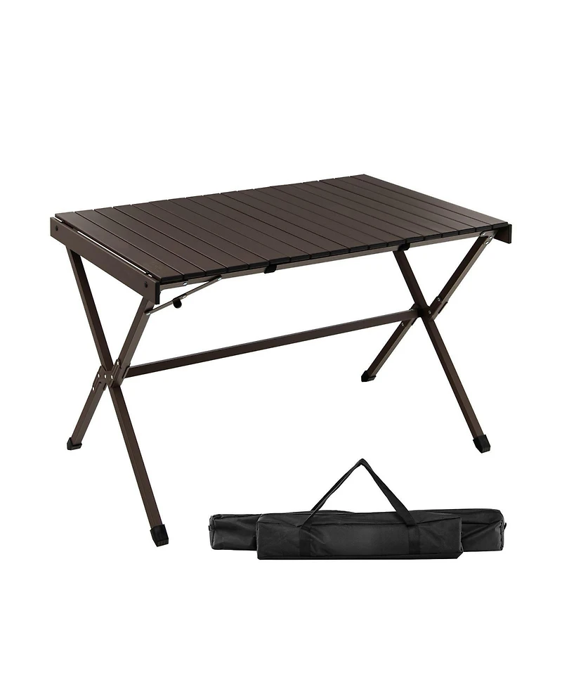 Akiudex 4-6 person portable aluminum camping table with carrying bag