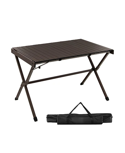 Akiudex 4-6 person portable aluminum camping table with carrying bag