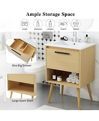 Casainc 24" Bathroom Vanity with Sink, Natural Mdf Cabinet with Drawer