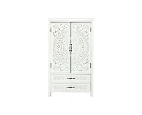Casainc 27" Accent Tall White Storage Cabinet with Two Doors and Two Drawers