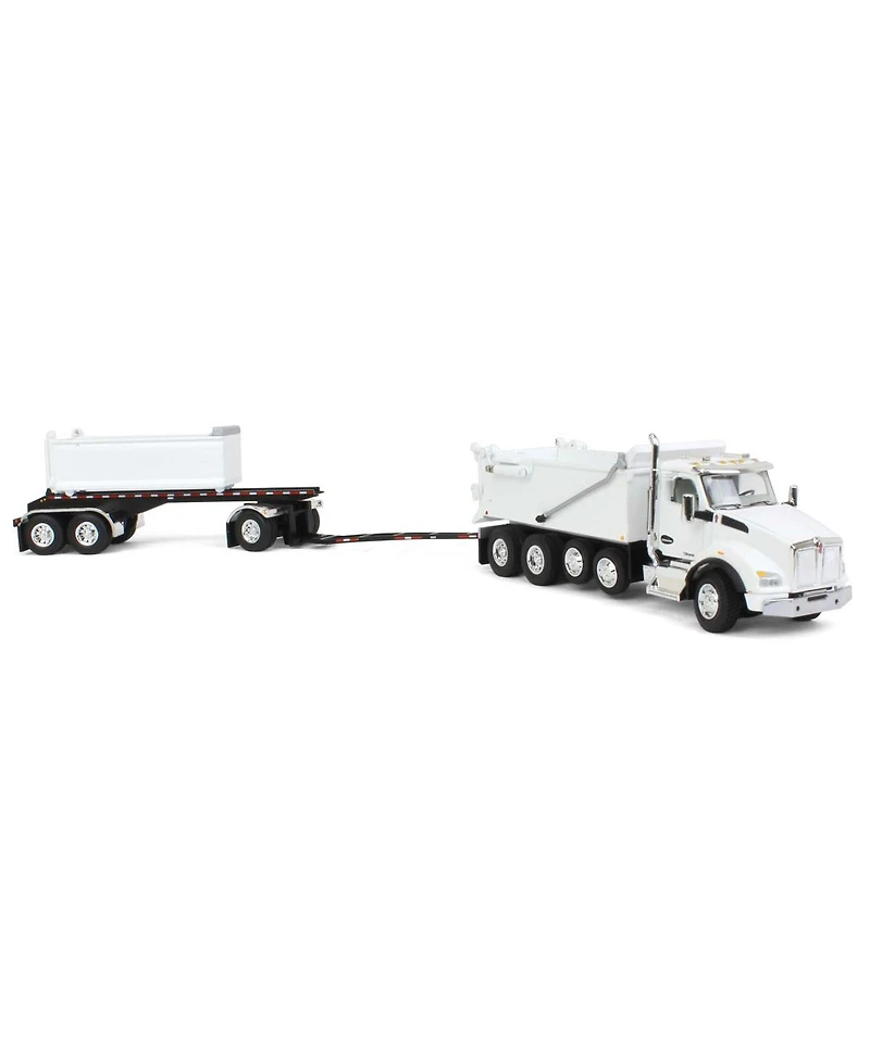 First Gear Dcp 1/64 White Kenworth T880 Rogue Dump w/ Rogue Transfer Dump Trailer