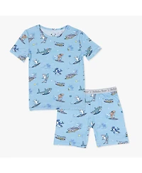 Bellabu Bear Kids Unisex Shark School 2-Piece Short Sleeve & Shorts Pajama Set