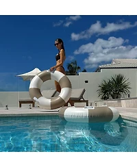 Slim Tube Pool Ring: Rustico Driftwood Stripe