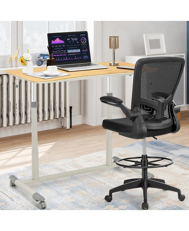 Mecale Height Adjustable Computer Desk Sit to Stand Rolling Notebook Table