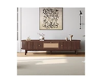 Casainc Modern Storage Cabinet Farmhouse Tv Stand with Rattan Drawer