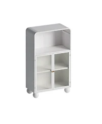 Casainc 45.28" Freestanding Bathroom Floor Cabinet With Glass Door and Open Storage Shelves