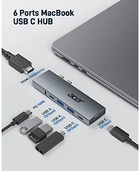 Acer Usb-c Hub for MacBook Pro/Air M1 M2 M3, 6-in-2 Detachable 4K60Hz Usb C to Hdmi Adapter