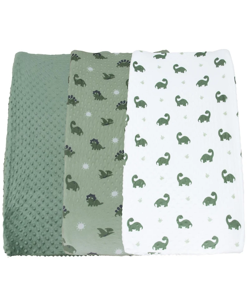 The Peanutshell Changing Pad Cover for Baby Boys, Green Dino Minky