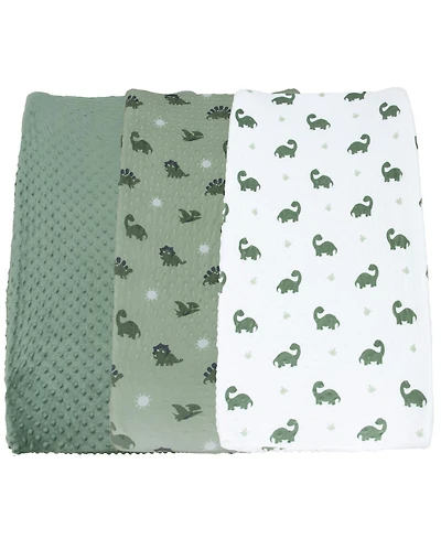 The Peanutshell Changing Pad Cover for Baby Boys, Green Dino Minky