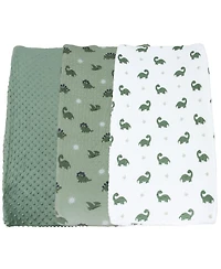 The Peanutshell Changing Pad Cover for Baby Boys, Green Dino Minky