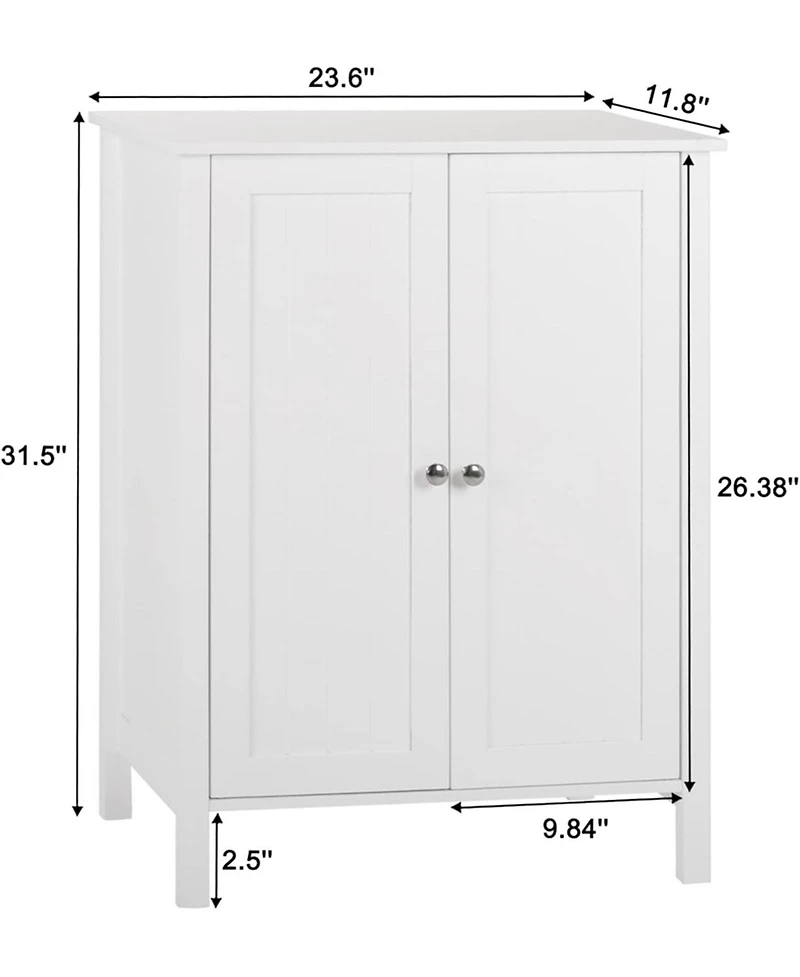 Vanirror Compact Storage Cabinet with Doors & Adjustable Shelf - White Bathroom Furniture for Multi-Room Organization