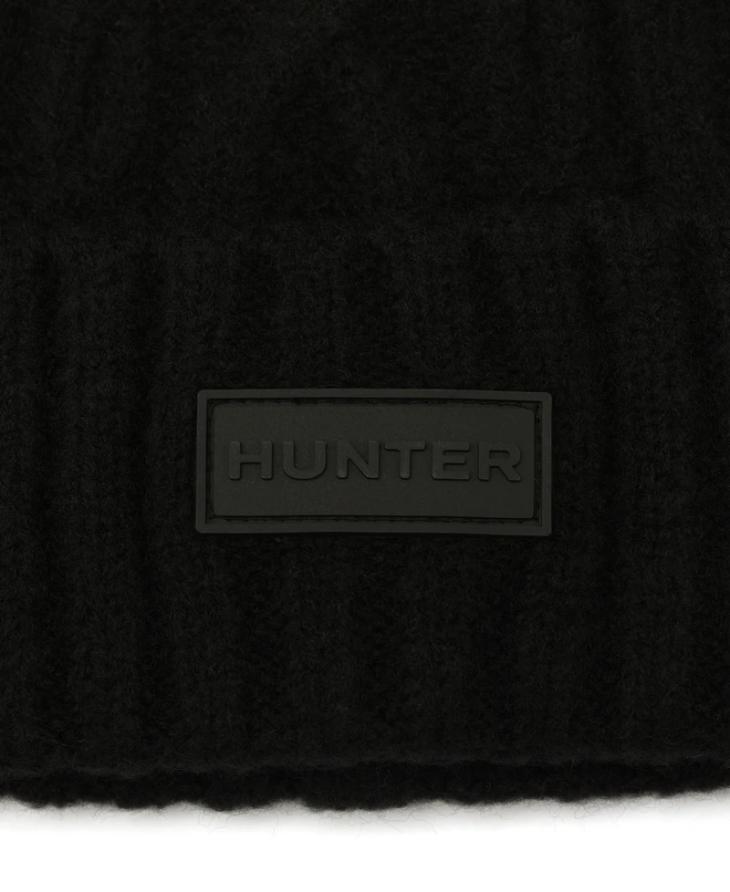 Hunter Faux-Fur-Pom Cable-Knit Beanie