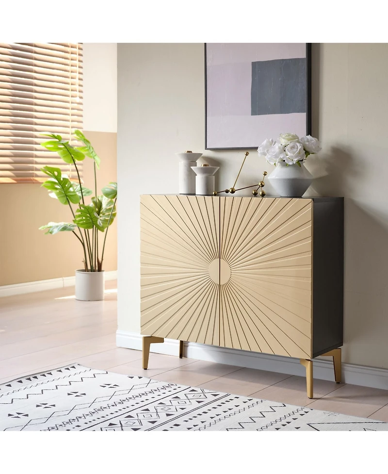 Kings Brand Furniture George Console Table for Entryway, Wood Sofa Table, Elegant Hallway Tables (Black Frame, White Door)